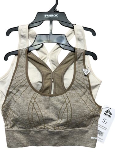 RBX Sport Bras 2 Pack Racer Back~Multicolor~Size ~Large~Style: CR4207~REAR FIND!