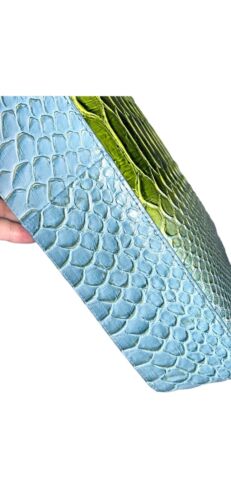 Brahmín Tabitha Limeade Rivers Genuine Leather~ LIGHT BLUE & GREEN~NEW~UNIQUE!