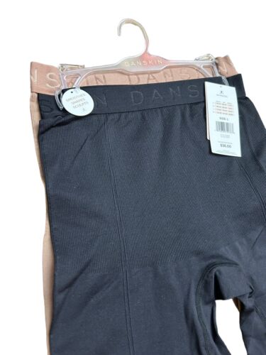 DANSKIN 2 PK~Women’s Shaping Shorts Sculpts & Smooths~Large~Black & Beige~DS4615