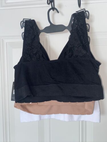 Delta Burke 3-Pack Seamless Bras 1X Lace & Soft Comfort Lounge Removable Pad NEW