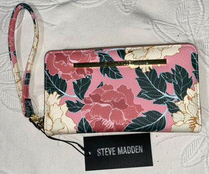 Steve Madden Wallet Wristlet Blush Floral Gold Zipper