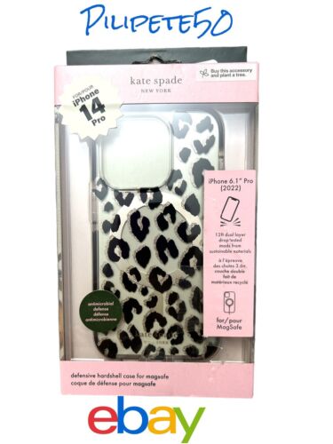 Kate Spade Phone Case iPhone 14 Pro 6.1" Black & Gold Leopard Design Nice!!!