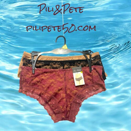 PRIMA VALENTINA~3Pk  Lace Boy Short Panties Multico~ALL REGULAR SIZES~Great Fit!