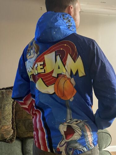 Members Only~Space Jam Looney Tunes Daffy Duck Windbreaker Hoodie Jacket Size S