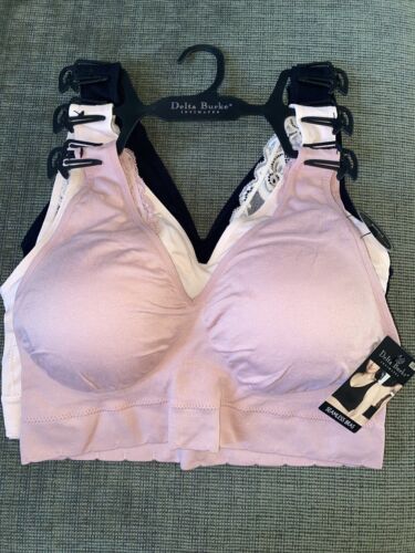 Delta Burke 3-Pack Seamless Bras Size 1X Soft Comfort Lounge Removable Pads NEW
