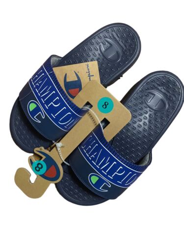 Champion Men's Super Slide Varsity Duo Sporty Slide Sandals Navy Size 8~ COMFORT