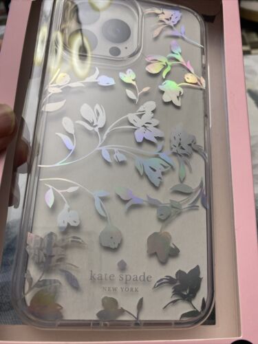 Kate Spade Phone Case For iPhone 12 & 13 PRO MAX Silver foil Floral Catch Colors