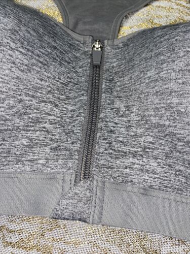 LAYER 8 MAXIMUM SUPPORT SIZE M Sports Bra HEATHER GRAY Fitted Front Zipper-NEW