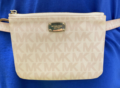 Michael Kors Fanny Pack Zipper Close Pink  on white Gold Hardware Large Nice!!!