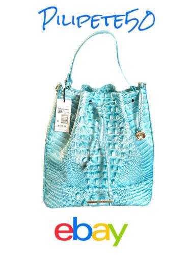 Brahmin Marlowe Bucket Shoulder  Handbag~Dusty Blue Melbourne~Genuine Leather⭐️