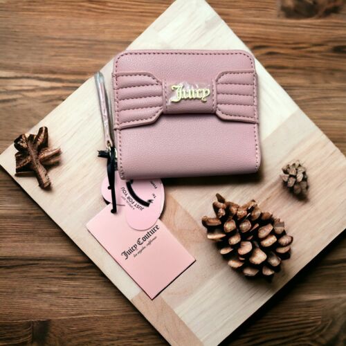 Juicy Couture Pink Blush~Pretty Bow Small~Zip Around Wallet~Gold Logo~GREAT BUY
