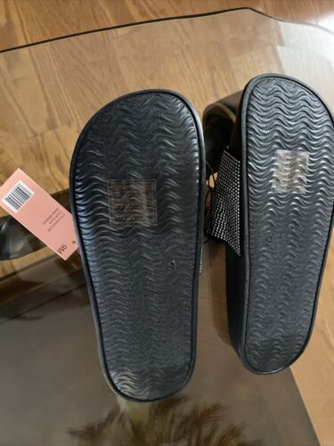 NWT JUICY COUTURE WANDER SLIDE SANDALS FLIP FLOPS BLACK 9 M