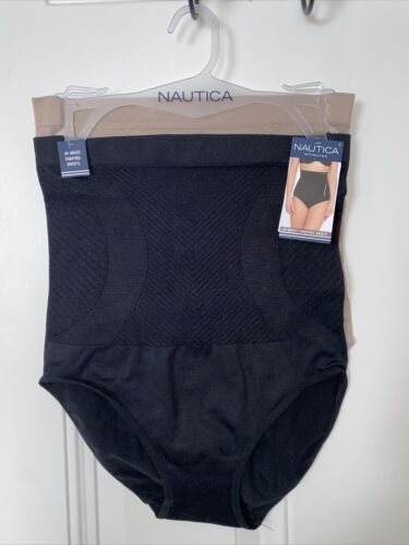 NAUTICA INTIMATES NT7128 2PKD SEAMLESS HI WAIST SHAPING BRIEF~LARGE~ GREAT FIT!