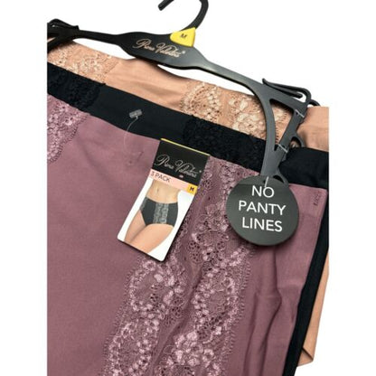 PRIMA VALENTINA 3 Pcs LACE PANTIES  HI-CUT~8052~MULTICOLOR~SEAMLESS MF~MEDIUM