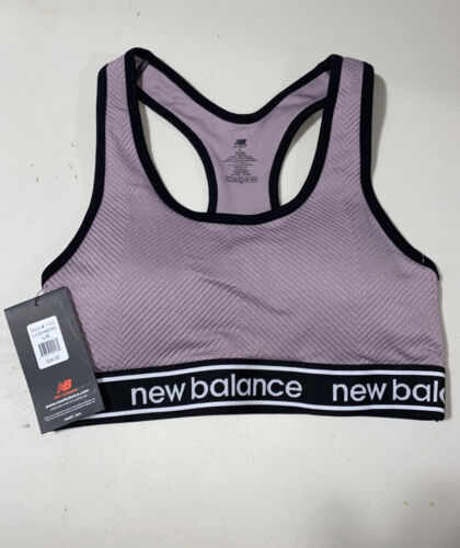 New Balance Medium Impact Sports Bra Style # 1153 Lavender/ Black LARGE NEW