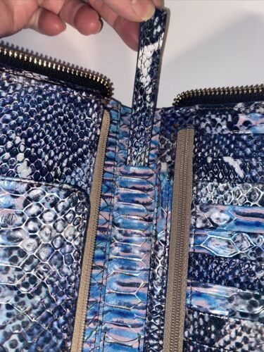 BRAHMIN Skyler Marine Seville Blue Python Embossed Leather Wristlet/Wallet NEW