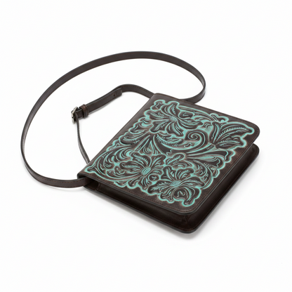 Patricia Nash Girona Crossbody Bag ~ Turquoise Tooled Leather ~ Style P892244 ~ NEW