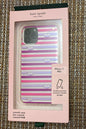 KATE SPADE IPHONE CASE iPHONE 11PRO MULTI STRIPES LAVENDER/PINK/PURPLE WITH LIPS