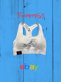 NEW BALANCE Medium Impact Sports Bra Style # 111048 Size Large White/Silver CUTE