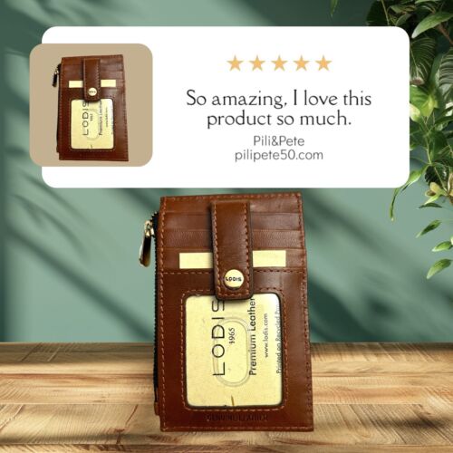 Lodis Wallet  Brown Monica Mini Stacker RFID Protection Genuine Leather- UNIQUE!