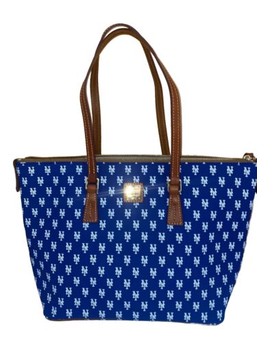 DOONEY & BOURKE New York Mets Zip Top Large Shopper Tote Bag Handbag Blue~UNIQUE