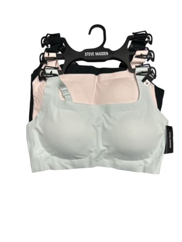 Steve Madden Women’s 3-Pack Seamless Lounge Bra Removable Pads Size S~ MSRP $84
