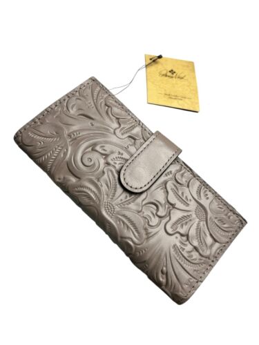 Patricia Nash~Nazari Leather Tool Stone ~ Bi-fold Wallet P419244 ~REAR FIND $89