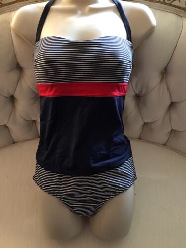 NIP TUCK BOND EYE TWO PIECE SWIMSUIT  Striped Navy, White, Red US Size 6 NWT*