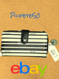 Nautica Wallet Clutch RFID Protection-Black&White Stripes~Bifold Logo-Zip Around