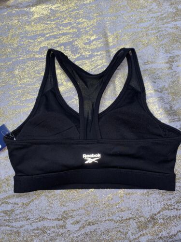 REEBOK MATCH BRA BLACK /BLACK MESH REW211BR02006 LARGE MSRP $40 NEW