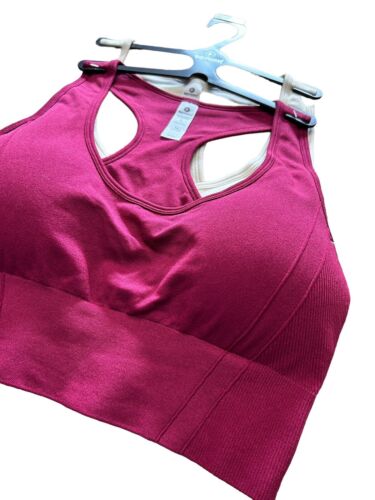 90 Degree By Reflex~Seamless Madeleine Racerback~Wine/Ivory Bra Set-2~Large~WOW!