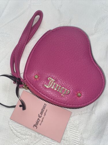 JUICY COUTURE FUSCHIA PLEATS PLEASE HEART SHAPED COIN PURSE 13JCA1FMX-FS