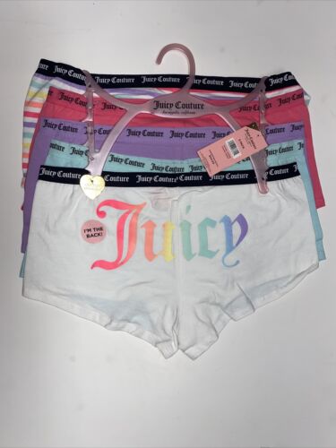 Juicy Couture~Women Boyshort Underwear Panties Cotton Blend 5-Pair JC7530~WOW~L