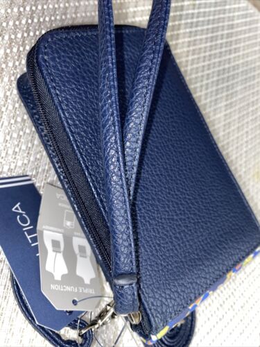 Nautica Sail Mate Phone Wallet, Wristlet, Crossbody with Blue Multi Retail $49