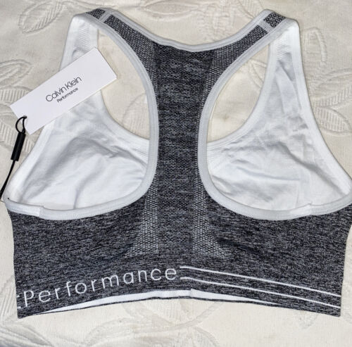 Calvin Klein Sports Bra- Heather Gray &White Size Medium PFYT1051 SUPER CUTE!