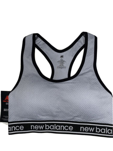 New Balance Medium Impact Sports Bra Style # 1153  SILVERMINK/ Black LARGE NEW