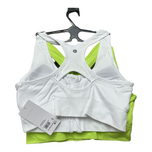 90 Degree By Reflex High Perform~Full Support Sport Bra 2 Set~Green&White~Large