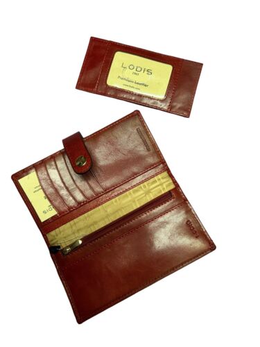 LODIS Coin Purse Bifold Card Wallet Red Genuine Leather-ABSOLUTELY BEAUTIFUL!