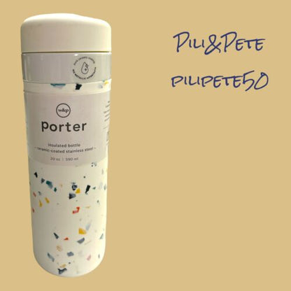 W&P Porter Insulated Bottle 20 oz Cream Terrazzo| Clean Taste Ceramic Coating