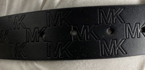 MICHAEL KORS BELT BLACK GENUINE LEATHER STAMPED LOGO GOLD BUCKLE BEAUTIFUL!!