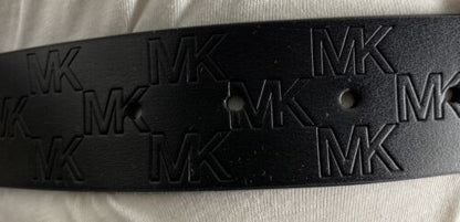 MICHAEL KORS BELT BLACK GENUINE LEATHER STAMPED LOGO GOLD BUCKLE BEAUTIFUL!!