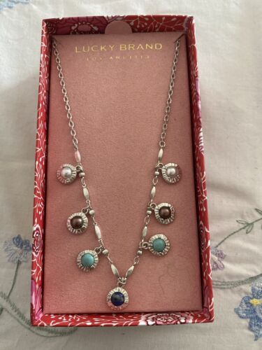 Lucky Brand Women's Semiprecious Accents Silver Plated  Necklace NIB