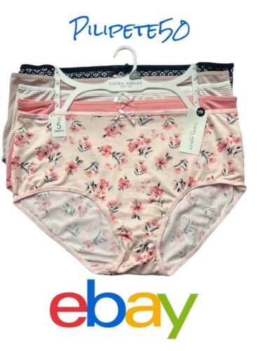 LAURA ASHLEY Women 5-Pair Brief Panty Floral Multi~Polyester~Style LS9271~ Sz 2X