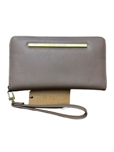 STEVE MADDEN WALLET MUSHROOM SMOOTH TEXTURED SILVER ZIPPER BZIPPY ~ BEAUTIFUL !