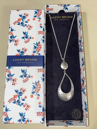 Lucky Brand Silver Tone Circle Pendant Necklace NIB MSRP $39 LUCKY 🍀