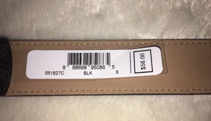 MICHAEL KORS BELT BLACK MK LOGO SILVER BUCKLE SILVER EYELETS MSRP $58