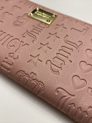 JUICY COUTURE WALLET ORGANIZER- CLUTCH EMBOSSED LOGO-FRONT ZIP & ZIP AROUND CUTE