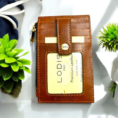 Lodis Wallet  Brown Monica Mini Stacker RFID Protection Genuine Leather- UNIQUE!