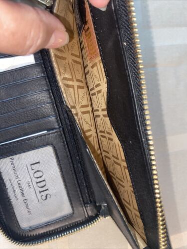 LODIS Red RFID Card Case Window ID~ Red & Black Ombre~ Leather Wallet~ UNIQUE!