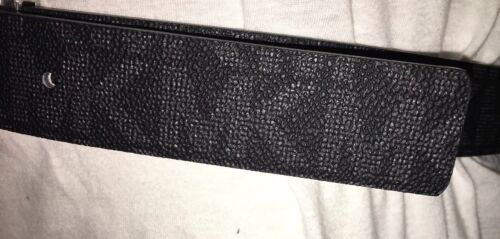 MICHAEL KORS BELT REVERSIBLE BLACK/SILVER PRINTED LOGO SILVER BUCKLE MSRP$48